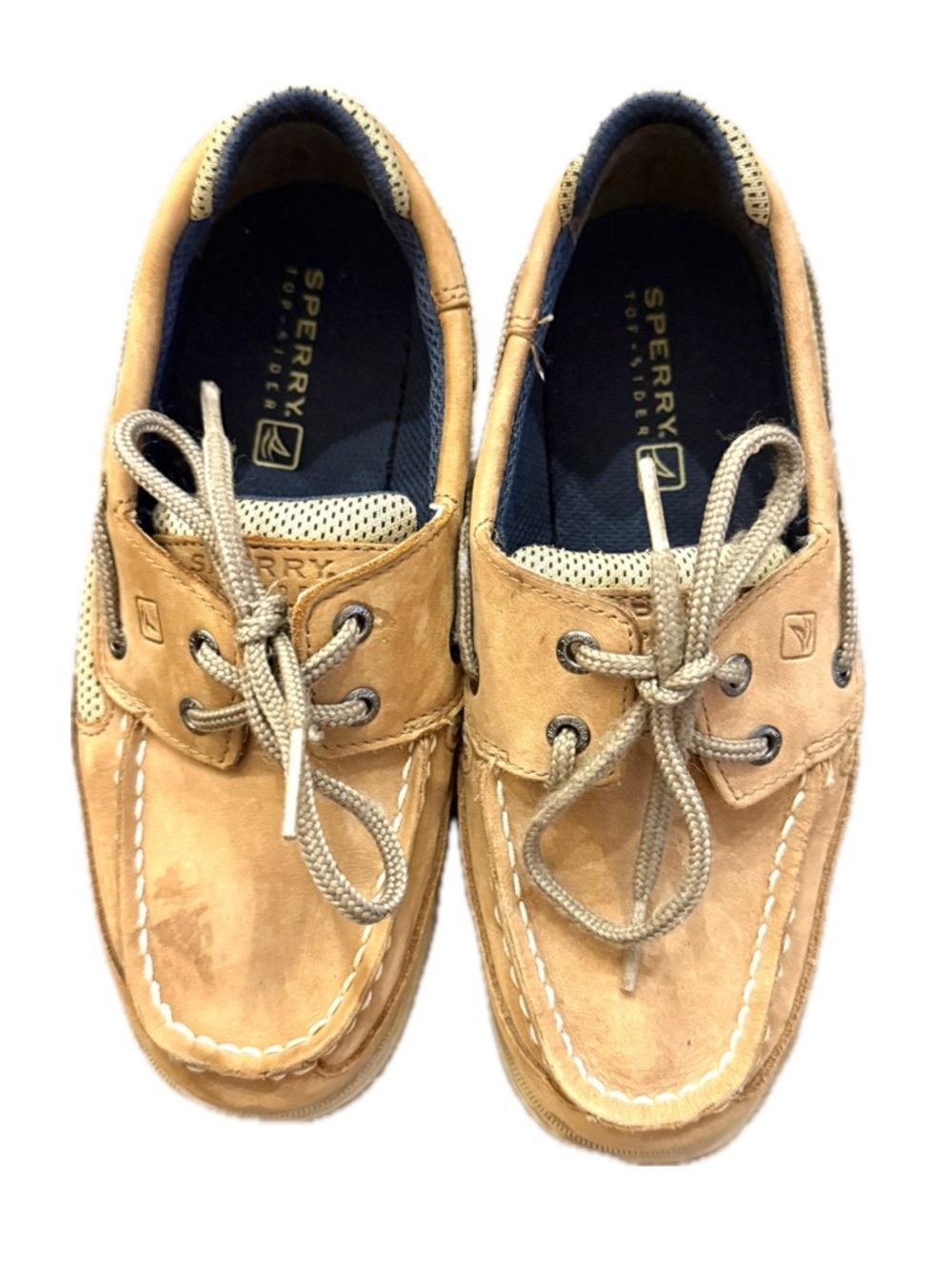 Sperry Top-Sider Kids Boat Shoes Tan Leather Lace Up Casual Shoes Size 3.